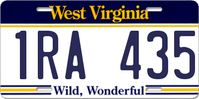 WV license plate 1RA435