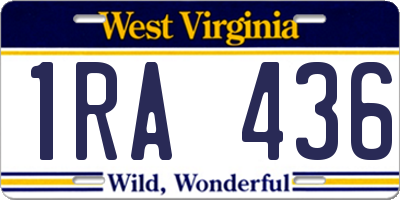 WV license plate 1RA436