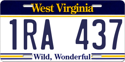 WV license plate 1RA437