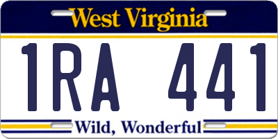 WV license plate 1RA441