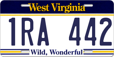 WV license plate 1RA442