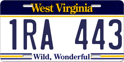 WV license plate 1RA443