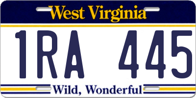 WV license plate 1RA445