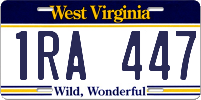 WV license plate 1RA447