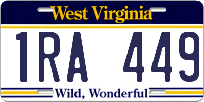 WV license plate 1RA449