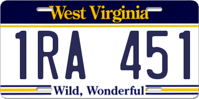 WV license plate 1RA451