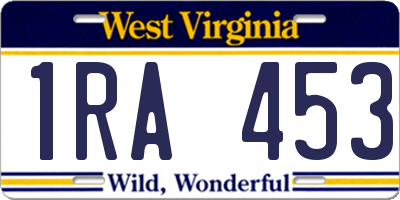 WV license plate 1RA453