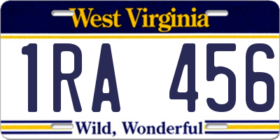 WV license plate 1RA456