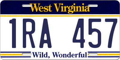 WV license plate 1RA457