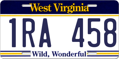 WV license plate 1RA458
