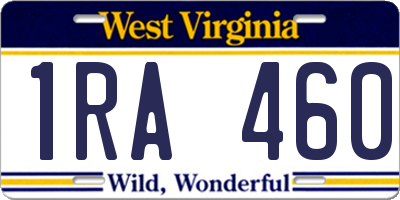 WV license plate 1RA460