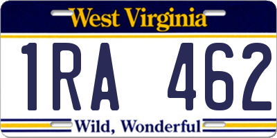 WV license plate 1RA462