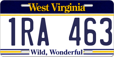 WV license plate 1RA463