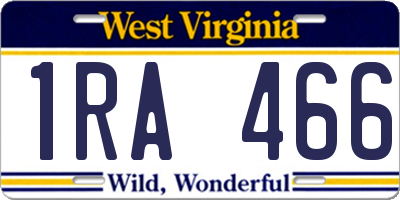 WV license plate 1RA466
