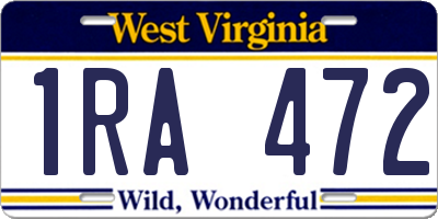 WV license plate 1RA472