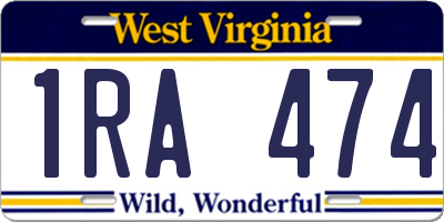 WV license plate 1RA474