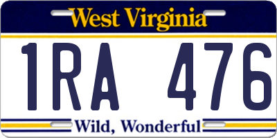 WV license plate 1RA476