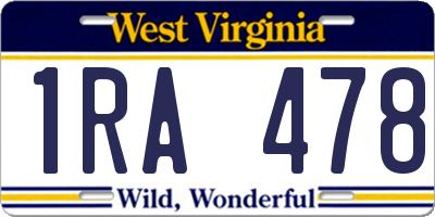 WV license plate 1RA478