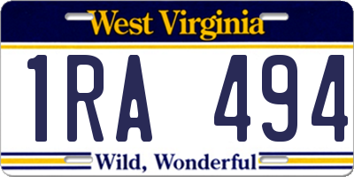 WV license plate 1RA494