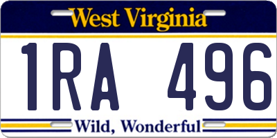 WV license plate 1RA496