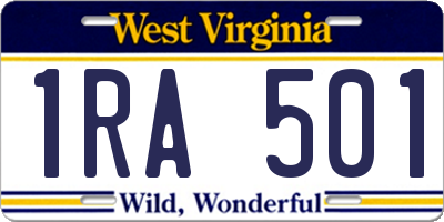 WV license plate 1RA501