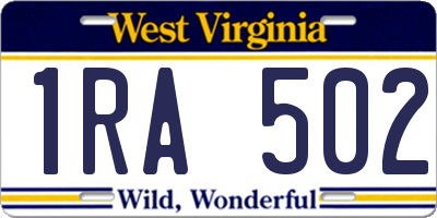 WV license plate 1RA502