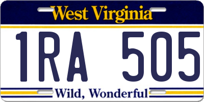 WV license plate 1RA505