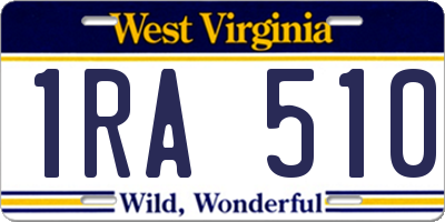 WV license plate 1RA510