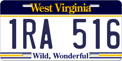 WV license plate 1RA516