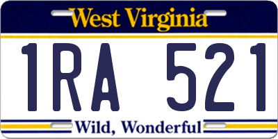 WV license plate 1RA521