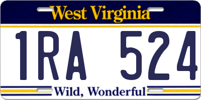 WV license plate 1RA524