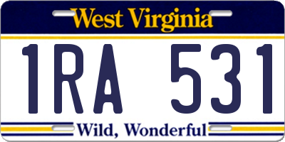 WV license plate 1RA531