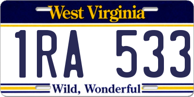 WV license plate 1RA533