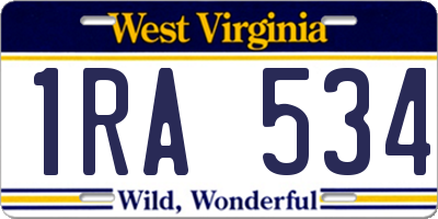 WV license plate 1RA534