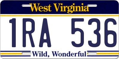 WV license plate 1RA536