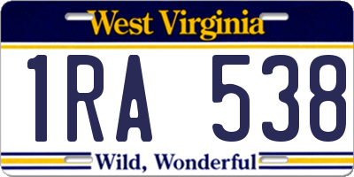WV license plate 1RA538