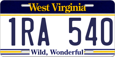 WV license plate 1RA540