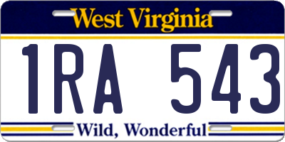 WV license plate 1RA543