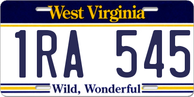 WV license plate 1RA545