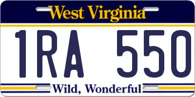 WV license plate 1RA550