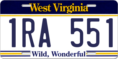 WV license plate 1RA551