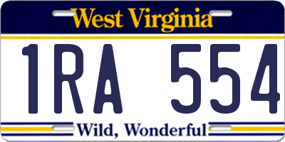 WV license plate 1RA554