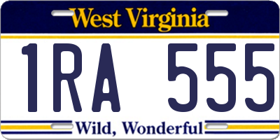 WV license plate 1RA555