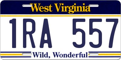WV license plate 1RA557