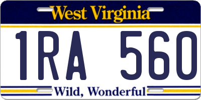WV license plate 1RA560