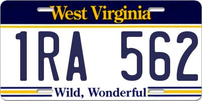 WV license plate 1RA562