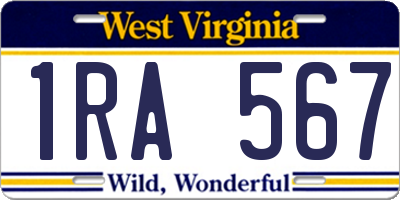 WV license plate 1RA567