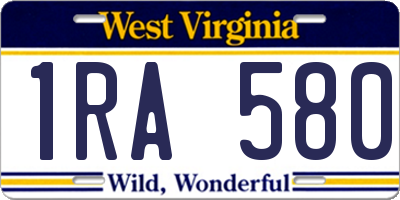 WV license plate 1RA580