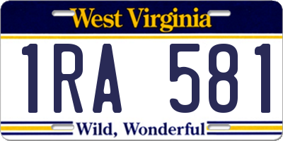 WV license plate 1RA581