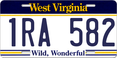 WV license plate 1RA582